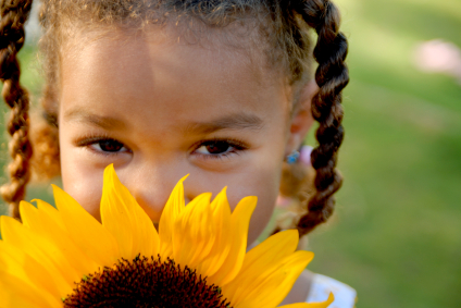 Find out First! girl with flower