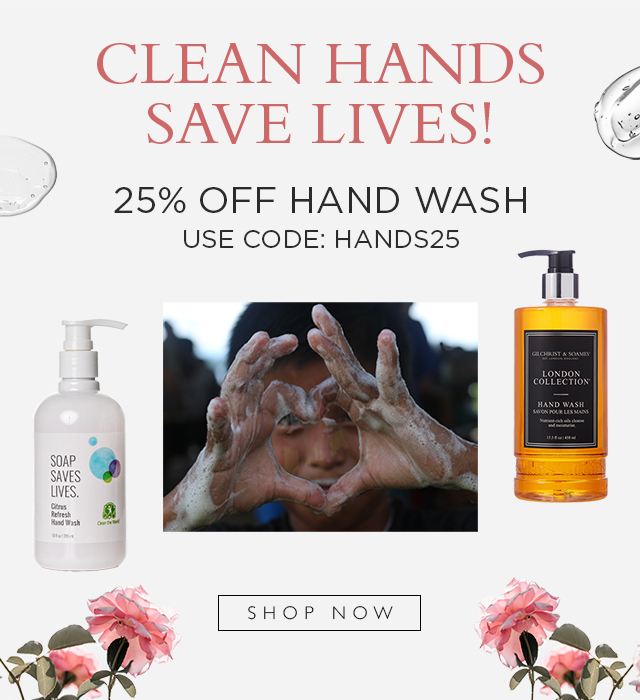 Enjoy 25 %off hand washes with code: HANDS25